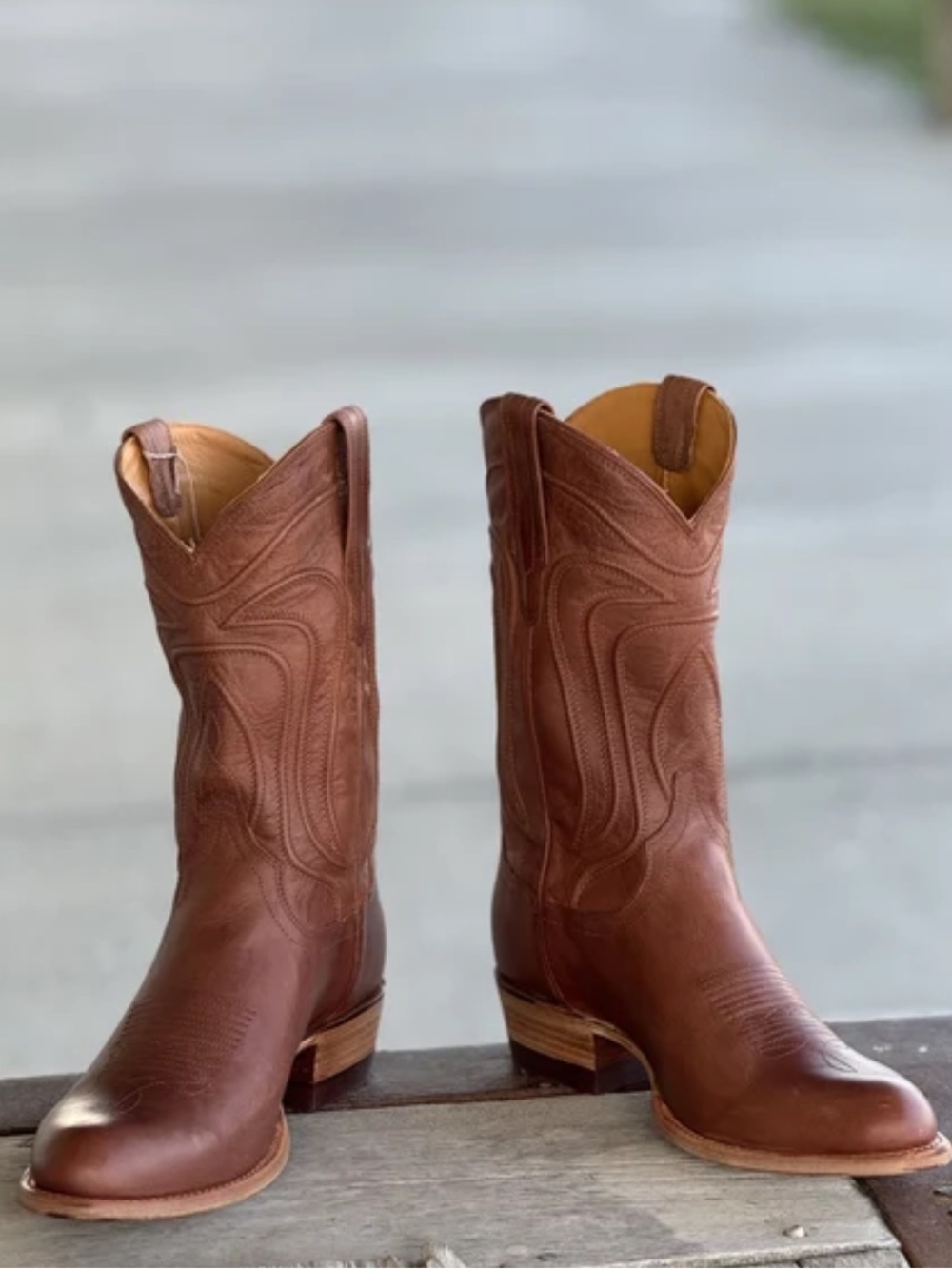 Tecovas Brown Cartwright Round-Toe Cowboy Boots men size 8.5D gently used